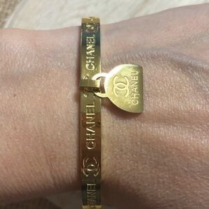 Gold Bracelet with Logo Charm